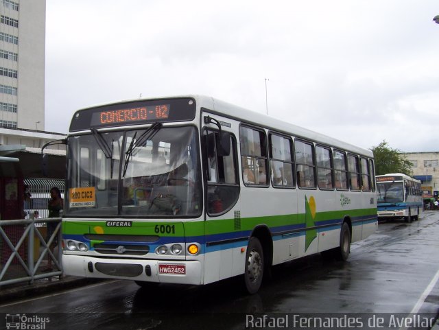 Viação Cidade Jardim 6001 na cidade de Aracaju, Sergipe, Brasil, por Rafael Fernandes de Avellar. ID da foto: 5371082.