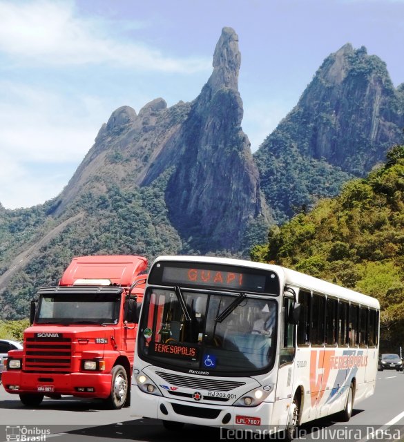 Viação Teresópolis RJ 203.001 na cidade de Teresópolis, Rio de Janeiro, Brasil, por Diego Oliveira. ID da foto: 5377480.