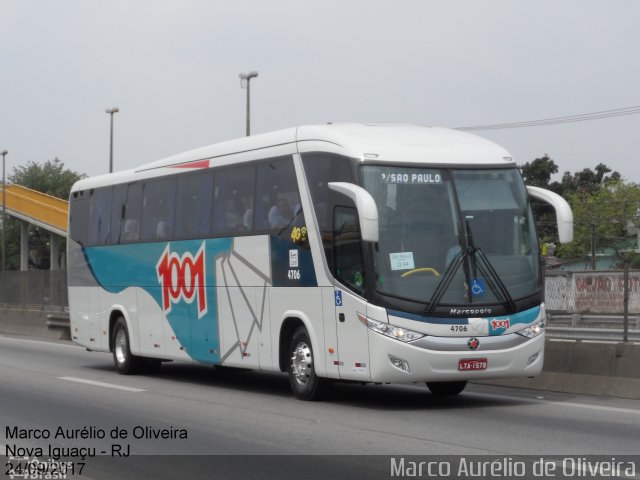 Auto Viação 1001 4706 na cidade de Nova Iguaçu, Rio de Janeiro, Brasil, por Marco Aurélio de Oliveira. Número da foto: #5382454.