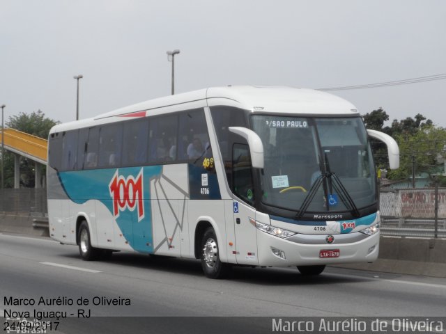 Auto Viação 1001 4706 na cidade de Nova Iguaçu, Rio de Janeiro, Brasil, por Marco Aurélio de Oliveira. ID da foto: 5382454.