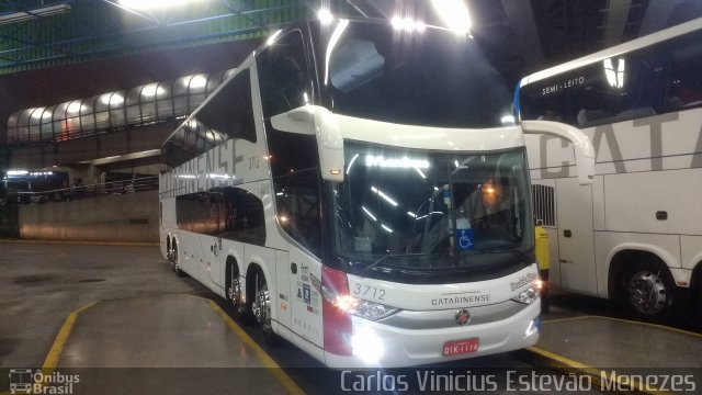 Auto Viação Catarinense 3712 na cidade de São Paulo, São Paulo, Brasil, por Carlos Vinicius Estevão Menezes. ID da foto: 5322044.