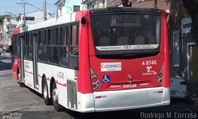 Express Transportes Urbanos Ltda 4 8745 na cidade de São Paulo, São Paulo, Brasil, por Jonathan  Aguiar Correa. ID da foto: 5333401.