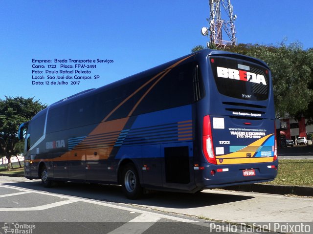 Breda Transportes e Serviços 1722 na cidade de São José dos Campos, São Paulo, Brasil, por Paulo Rafael Peixoto. ID da foto: 5334145.